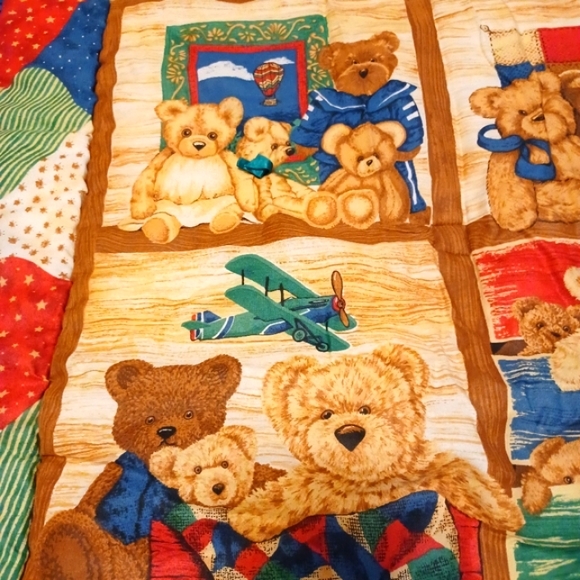 Family Bear Nursery Quilt/ Bedding Crib - Picture 2 of 7